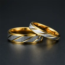 Bagues De Couple En Acier Inoxydable Avec Motif De Vague D'or, Cadeaux De Bijoux De Mariage D'engagement Pour Hommes Et Femmes