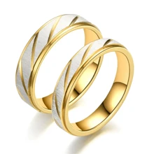 Bagues De Couple En Acier Inoxydable Avec Motif De Vague D'or, Cadeaux De Bijoux De Mariage D'engagement Pour Hommes Et Femmes