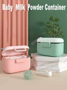 1pc Green Baby Portable Large Capacity Milk Powder Dispenser For Daily And Outdoor Use