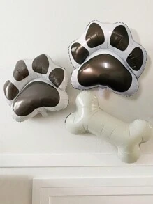 2 piezas de globos de aluminio con forma de pata de gato o perro negro, adecuados para decoración de cumpleaños con tema de animales, gatos y cachorros - Blanco y Negro - Ver 5