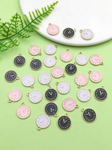 10入組時尚搪瓷時鐘吊墜,適用於手鍊、項鍊、耳環珠寶製作工藝配件