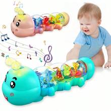 Jouet de rampement pour bébé de style mignon chenille avec éclairage, musique et direction automatique, design de lettres et de chiffres, jouet de rampement pour l'apprentissage de la petite enfance, excellent cadeau pour l'anniversaire et les fêtes des bébés (certaines pièces sont envoyées au hasard)