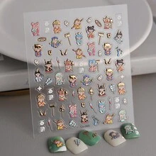 1入組金箔卡通人物西遊記5d浮雕貼紙,適用於指甲/手機殼裝飾 - 彩色 - 查看 1