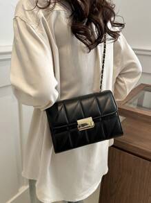 Phong cách phương Tây Mini Màu thuần Chuỗi vai Cái túi , Cổ điển Đập nhẹ Túi xách tay Ví Đối với phụ nữ , Toàn trận Mua sắm Túi đeo chéo - màu đen - Xem 4