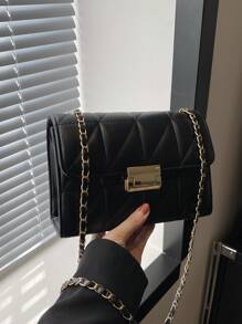 Phong cách phương Tây Mini Màu thuần Chuỗi vai Cái túi , Cổ điển Đập nhẹ Túi xách tay Ví Đối với phụ nữ , Toàn trận Mua sắm Túi đeo chéo - màu đen - Xem 2