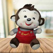 peluche de chango con overol rojo de - Rojo - Ver 1