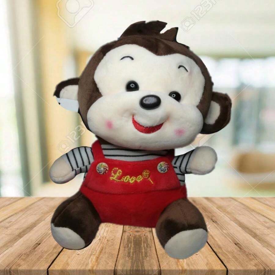 peluche de chango con overol rojo de - Rojo - Ver 1