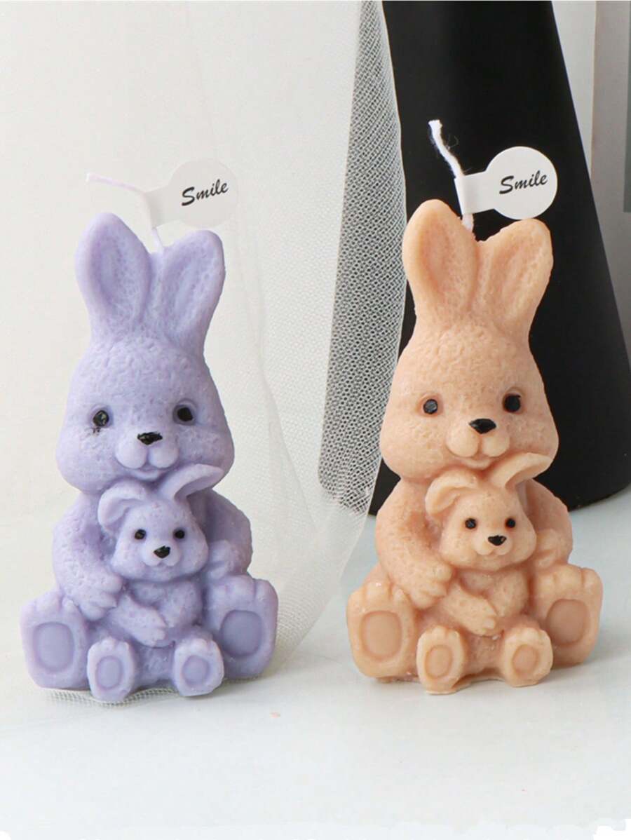 1pc, Easter Bunny Aromatherapy Candle Silicone Mold Rebirth Rabbit Gypsum Ornament Egg Shell Rabbit Resin Handmade Soap Mold - White - View 1