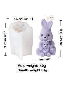1pc, Easter Bunny Aromatherapy Candle Silicone Mold Rebirth Rabbit Gypsum Ornament Egg Shell Rabbit Resin Handmade Soap Mold - White - View 5