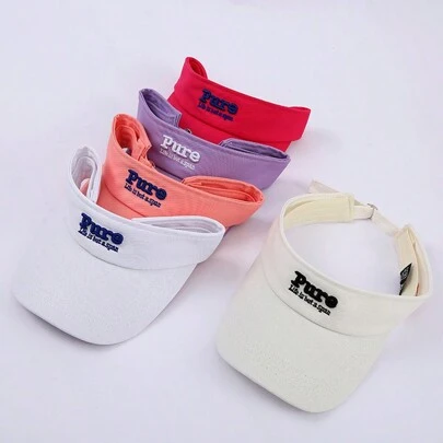 1頂男女春夏新款遮陽帽棒球帽女大邊遮陽帽男女適用帶有立體字母刺繡的頂部純淨的生命就像一個夏天旅行度假遮陽帽純色遮陽空頂帽適合日常使用