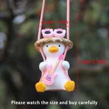 1pc Cute Duck Swing Car Hanging Ornament, Rearview Mirror Pendant Decor, Car Interior Accessory, Home Fragrance Accessory - Multicolor - View 6