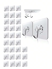 5 piezas/1 piezas /8 piezas Gancho de pared adhesivo fuerte de acero inoxidable transparente, gancho de almacenamiento de llaves multiusos, adecuado para cocina, baño, puerta