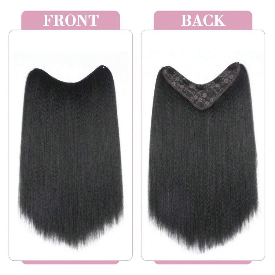 Kinky Straight One Piece 5Clips V Shaped Yaki Straight In Hair