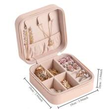 1pc Portable Palm Shaped Jewelry Box With Customized Logo, Minimalist Travel Storage Organizer For Rings, Earrings, Necklaces - Black - View 2