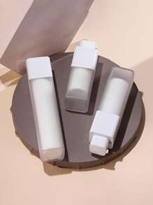 1个/3个装塑料真空泵瓶 0.51盎司/1.01盎司/1.69盎司 无气乳液瓶 可重复灌装化妆品收纳容器 小罐 便携旅行面霜乳液容器 - 方形 - 白色 - 查看 2