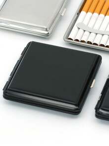 1pc Men's Fashionable Stainless Steel Solid Color Cigarette Case For Daily Use. Suitable For Both Men And Women. - Black - View 14