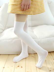 2 Piezas/paquete Medias Pantys De Niñas Con Diseños De Bloques De Colores - Blanco - Ver 4