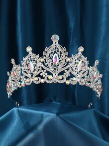 女士皇冠，巴洛克水晶水钻头饰配饰，适合公主女孩女王新娘生日婚礼舞会服装派对皇室 - 彩色 - 查看 19