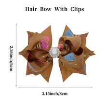 2Pcs 3 Inch Hair Bow Fashionable Children Hair Bows With Clips For Festivals - Multicolor - View 5
