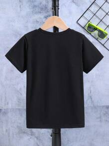 Young Boy Casual Slogan Print Short Sleeve T-Shirt, Summer
