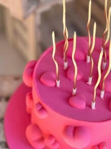 Pack Of 6 Gold-Plated Long Curved Candles, Birthday Cake Decoration Candles