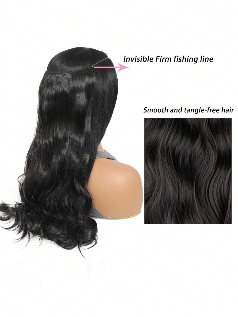 Synthetic 22 Inch Clipless Natural Hidden Wig Long Curly Hair Ladies