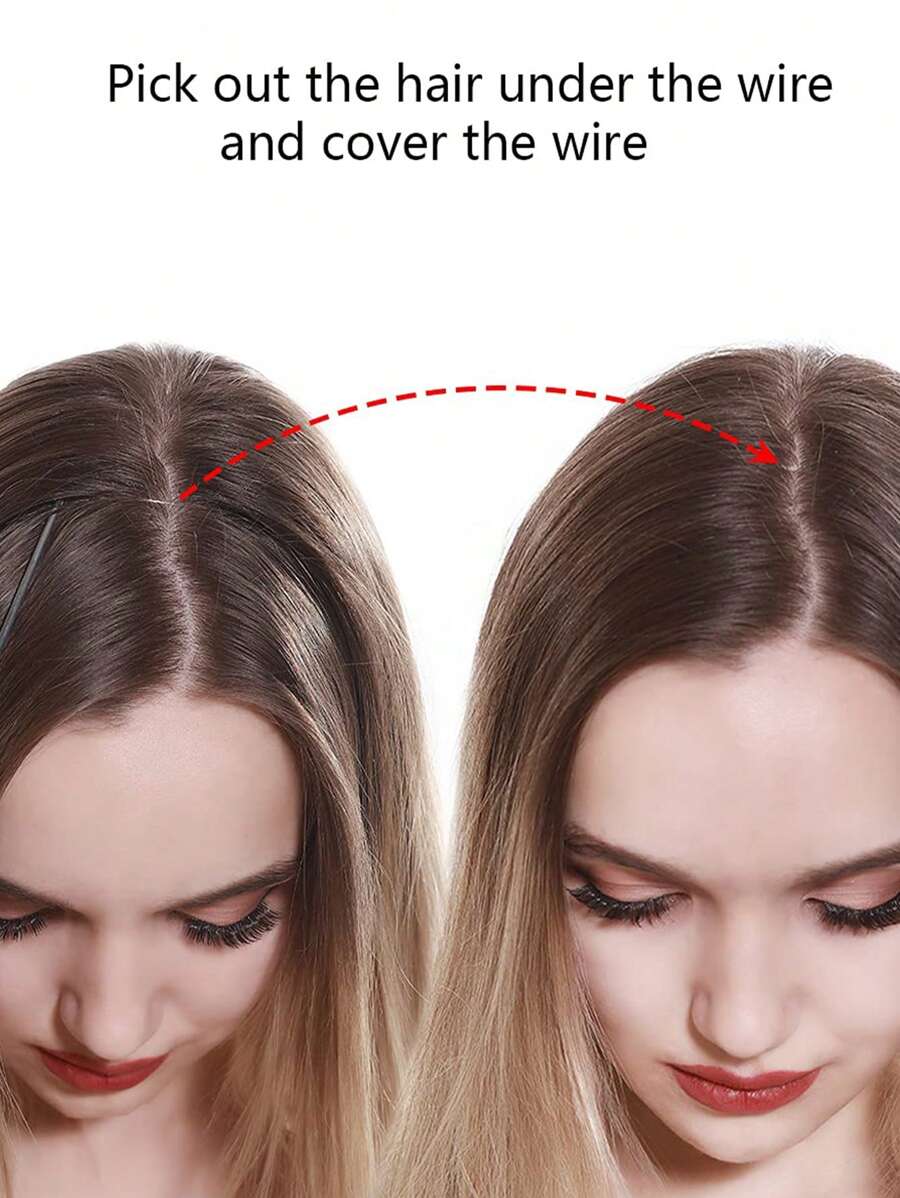 Synthetic 22 Inch Clipless Natural Hidden Wig Long Curly Hair Ladies