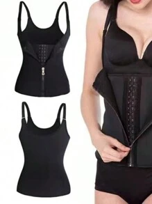 1 件加大码运动腰部训练带、压缩塑身衣肩带可调节收腹背心、瘦身塑身衣、排汗健身背心 - 黑色 - 查看 5