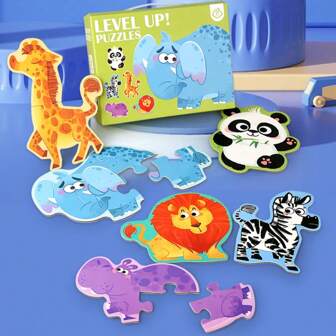 Six In One Gift Box Puzzle, Animal Dinosaur And Other 5 Styles Of Puzzle Suitable For Children's Flat Puzzle, Preschool Learning Puzzle, Puzzle Education Game Suitable For Boys And Girls
