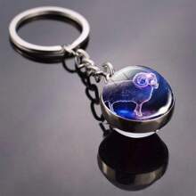 1個太陽系行星藝術圖像玻璃球鑰匙扣適用於男性，帶有星系、星雲和空間設計元素，包括月球、地球和火星休閒風格 - 多色 - 查看 23