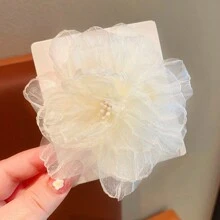 1 件女孩自然风网状花朵公主发夹 - 米色 - 查看 10