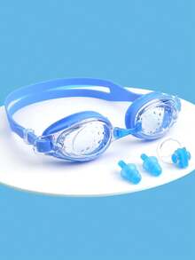 SHENYU (4Pcs) Swimming Goggles, Ear Plugs, Nose Clip Set - Blue - View 2