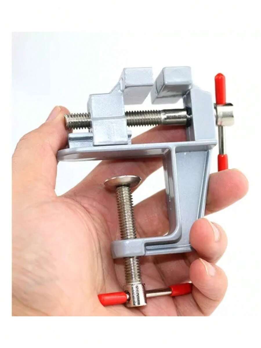 Mini Torno Morsa De Bancada Mesa Base Fixa - Prata - Visão 1