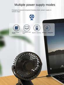 SMALL CLAMP FAN 1200 MAh Portable Rechargeable Automatic Oscillating Head Fan - 彩色 - 查看 3