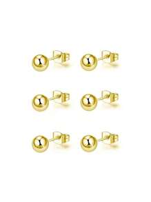 12pcs 2mm/3mm/4mm/5mm/6mm Golden Or Silver Butterfly Clasp Steel Ball Stud Earrings, 316l Stainless Steel Hypoallergenic Earrings, Unisex Ear Bone Stud Piercing Jewelry, Minimalist Style Ear Accessory Suit For Boys/Girls, Thanksgiving Day Best Gift For Family And Friends