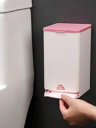 1個掛牆收納盒,可收納衛生巾,面紙,棉花棒和其他小配件,多功能及防塵,翻蓋設計