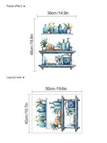 mama look 1 miếng dán tường phòng khách thiết kế kệ và chai màu xanh nước, nhãn dán, decal dán tường, decal vinyl trang trí nhà cửa, vật dụng trang trí mùa xuân làm mới ngôi nhà của bạn, nhãn dán trang trí Rama quà tặng sinh nhật tốt nghiệp - Màu xanh lam - Xem 2