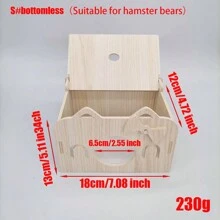 Casa Para Hámster, Conejillo De Indias Y Conejo - Casa De Madera Con Apertura Y Agujero - Para Pequeños Roedores Como Conejos, Cobayas - Albaricoque - Ver 2