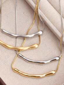 VceTd 1條簡約、中性的鋼材竹簍設計吊墜項鍊,適合女性日常佩戴或作為派對禮物 - style1-LW003 - 查看 10