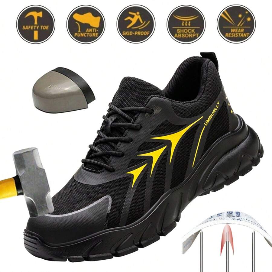男士鋼頭安全鞋防砸耐壓耐折疊透氣舒適防滑防刺穿輕便保護腳趾時尚休閒工地防護
