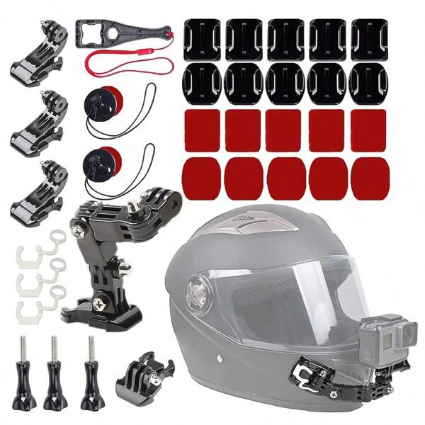 Zubehörset für GoPro Hero 12 11 10 9 8 7 schwarz Silver 6 5 4 Osmo Motorrad Helm Kinnhalterung, Go Pro AKASO/Campark