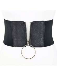 1 件黑色宽腰封女式弹力时尚松紧腰带欧美简约搭配正装衬衫超宽腰带束腰带女士束身衣腰带配饰女士连衣裙西部牛仔女牛仔乡村服饰复古黑色腰带女式束身衣腰带，腰部训练器塑腰，用于腰部瘦身和收腹控制万圣节服装