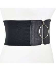 1 件黑色宽腰封女式弹力时尚松紧腰带欧美简约搭配正装衬衫超宽腰带束腰带女士束身衣腰带配饰女士连衣裙西部牛仔女牛仔乡村服饰复古黑色腰带女式束身衣腰带，腰部训练器塑腰，用于腰部瘦身和收腹控制万圣节服装