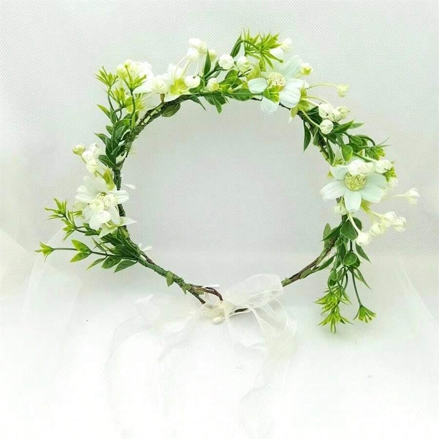 1 vương miện hoa cô dâu phong cách Mori, chụp ảnh, ngày lễ, phụ kiện tóc - màu xanh lá - Xem 1