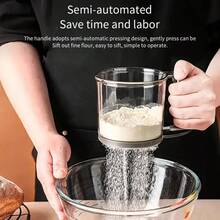 1pc Semi-Automatic Flour Sifter Handheld Sugar Powder Shaker Cup Manual Flour Sieve For Filtering Flour, Sugar Powder, Baking Powder, Almond Powder, Cocoa Powder In Kitchen - Grey - View 4
