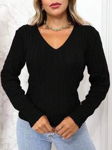 Women Knit Tops - Black - View 1