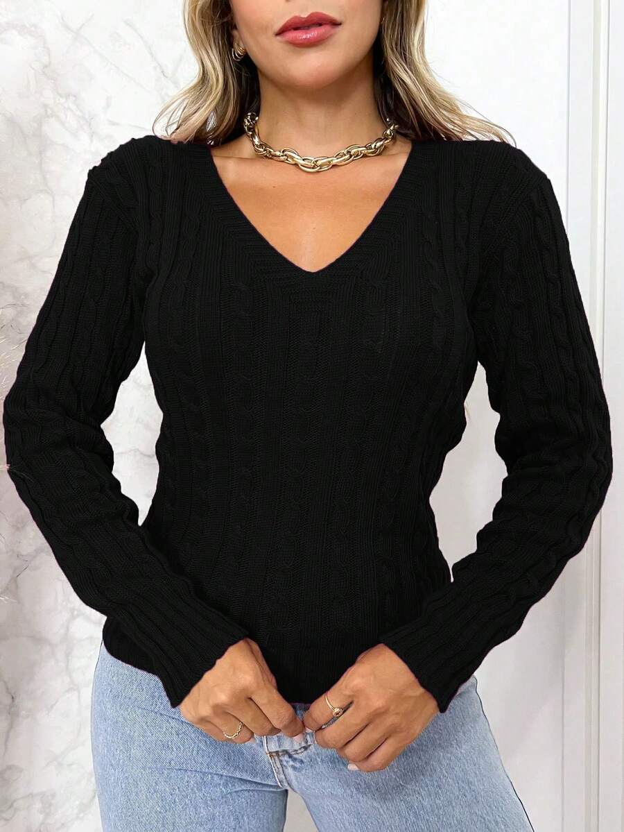 Women Knit Tops - Black - View 1