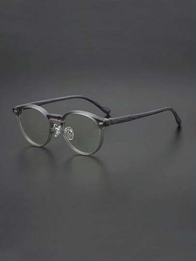 Montura de gafas con diseño de veta de madera retro, lentes planos, montura redonda de moda para hombres y mujeres, accesorios de gafas transparentes