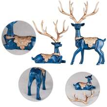 Set Of 2 Blue Modern Christmas Reindeer Statues For Living Room Table Decor - Blue - View 5