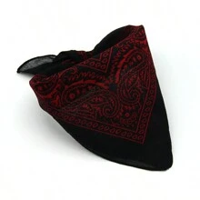 1pc Men's Bandana Head Wrap, Hip Hop Multi Use Square Scarf, Sweat Absorbing Headband, Paisley Silk Scarf - Red - View 8